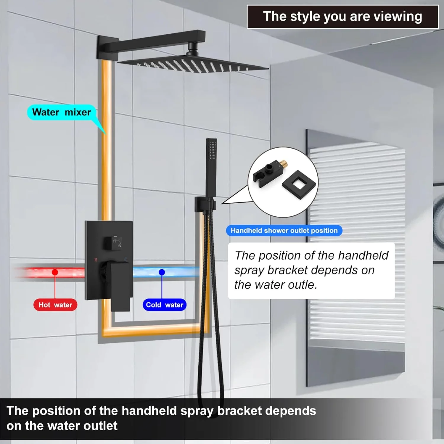 سیستم دوش بارانی مشکی مات Midanya، سر دوش مربعی 12 اینچی، ست شیر دوش دیواری با شیر دستی، کیت تریم شیرآلات با شیر تنظیم فشار، ست ترکیبی دوش حمام سیستم دوش بارانی مشکی مات Midanya، سر دوش مربعی 12 اینچی، ست شیر دوش دیواری با شیر دستی، کیت تریم شیرآلات با شیر تنظیم فشار، ست ترکیبی دوش حمام