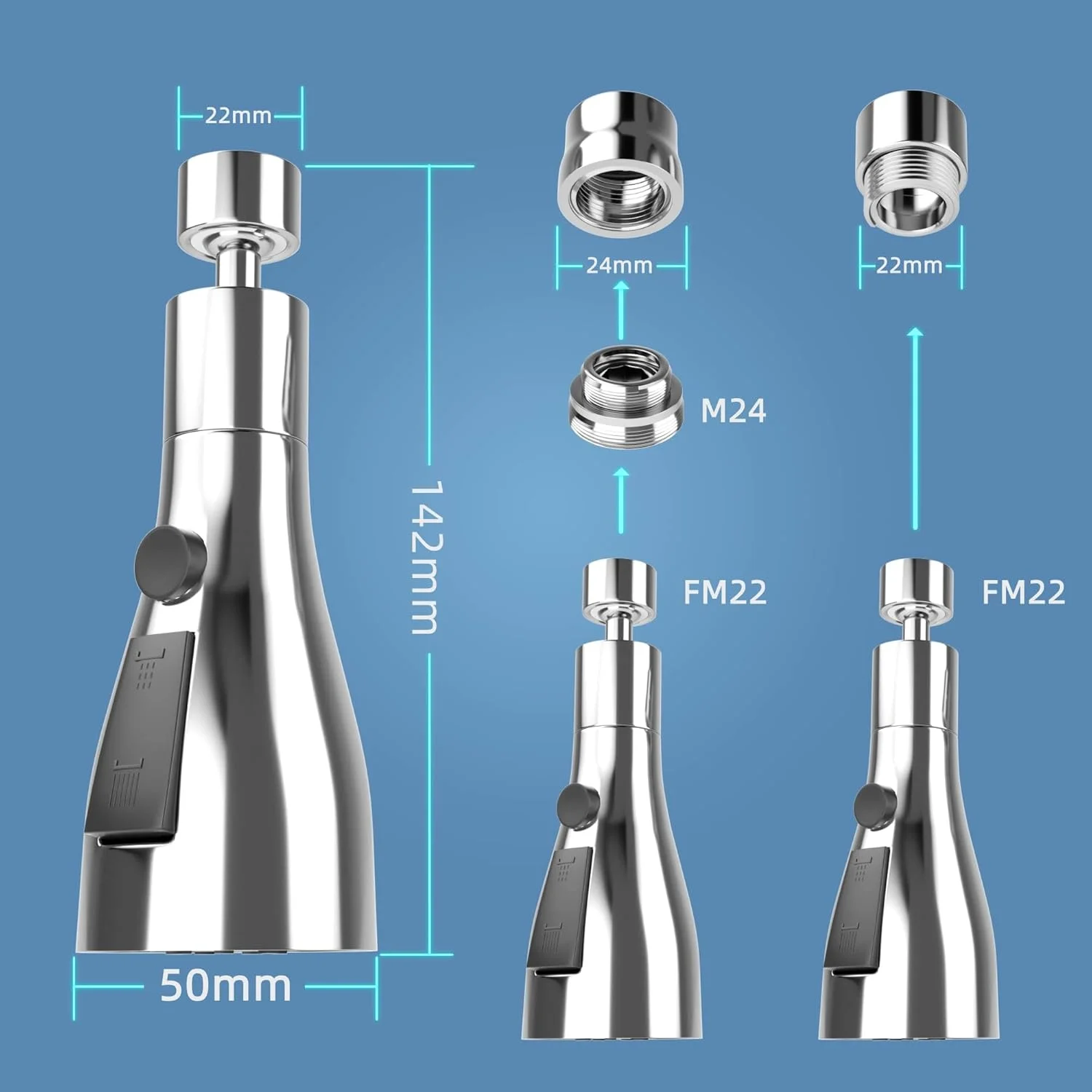 سردوش شیر آب TERRIFI، چرخش 360 درجه، اتصال سردوش شیر FM22 M24، شیرهای آشپزخانه G1/2، آداپتور شیر آب 3 حالته، شیرهای سینک آشپزخانه سردوش شیر آب TERRIFI، چرخش 360 درجه، اتصال سردوش شیر FM22 M24، شیرهای آشپزخانه G1/2، آداپتور شیر آب 3 حالته، شیرهای سینک آشپزخانه