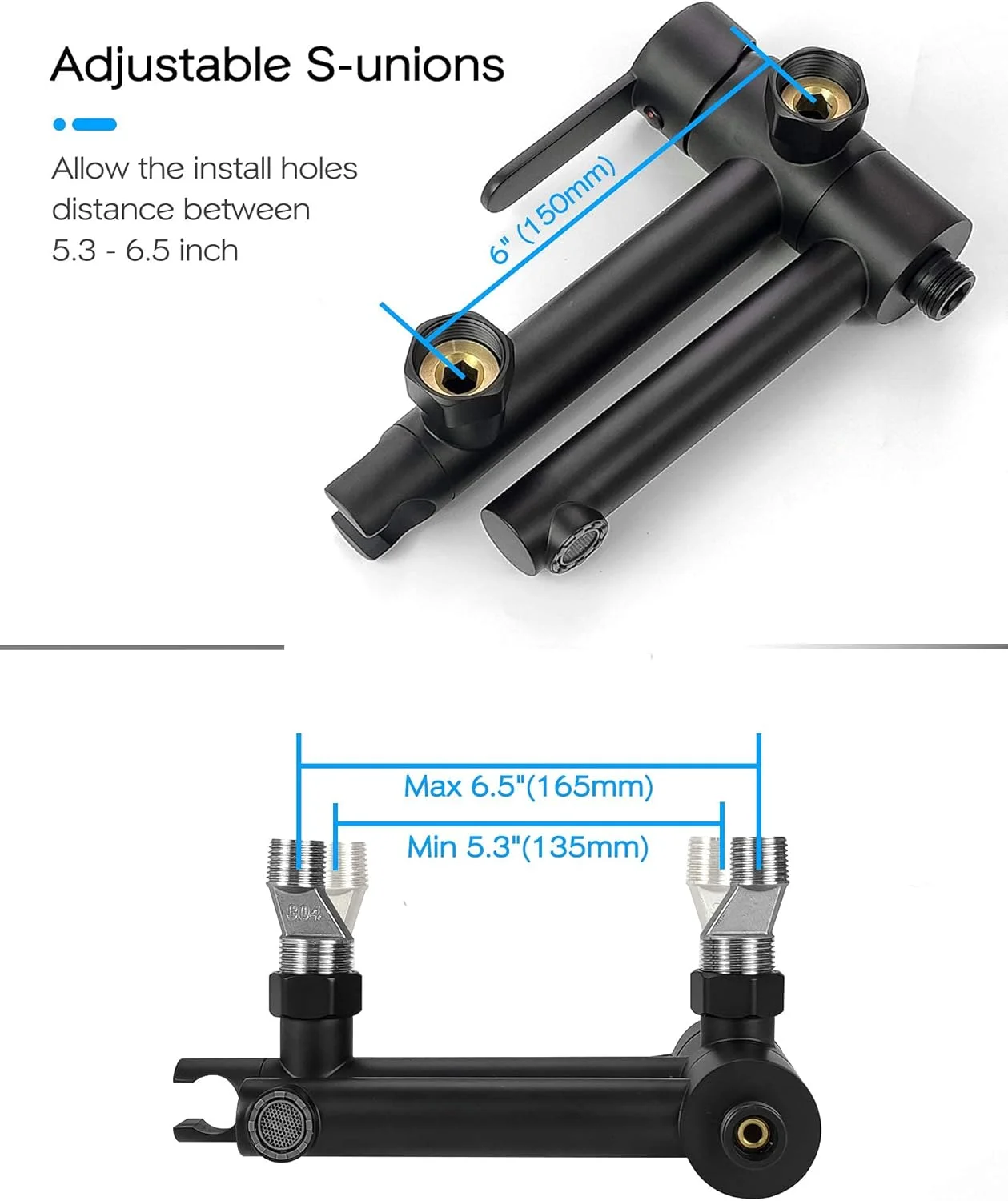شیر حمام دیواری کاپ‌هوم با دوش دستی، شیر وان حمام مشکی مات با اسپری دستی، ست شیر دوش وان چرخان