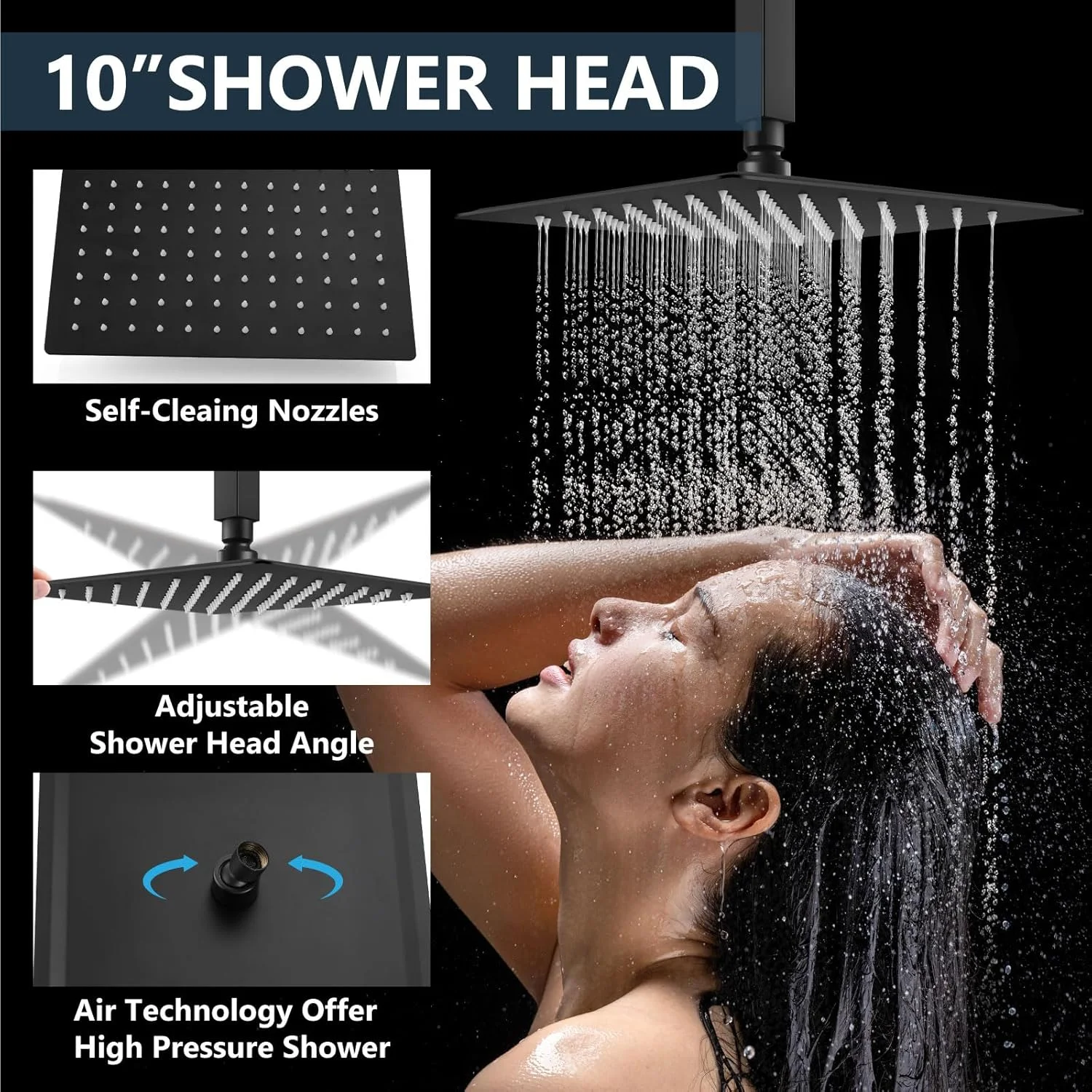 Aolemi Shower Faucet Set Ceiling Mount Shower System Rough-in Valve and Shower Trim Kit 10 and 6 Inch Dual Shower Head 2 in 1 Handheld Spray Push Button Diverter Matte Black Aolemi Shower Faucet Set Ceiling Mount Shower System Rough-in Valve and Shower Trim Kit 10 and 6 Inch Dual Shower Head 2 in 1 Handheld Spray Push Button Diverter Matte Black