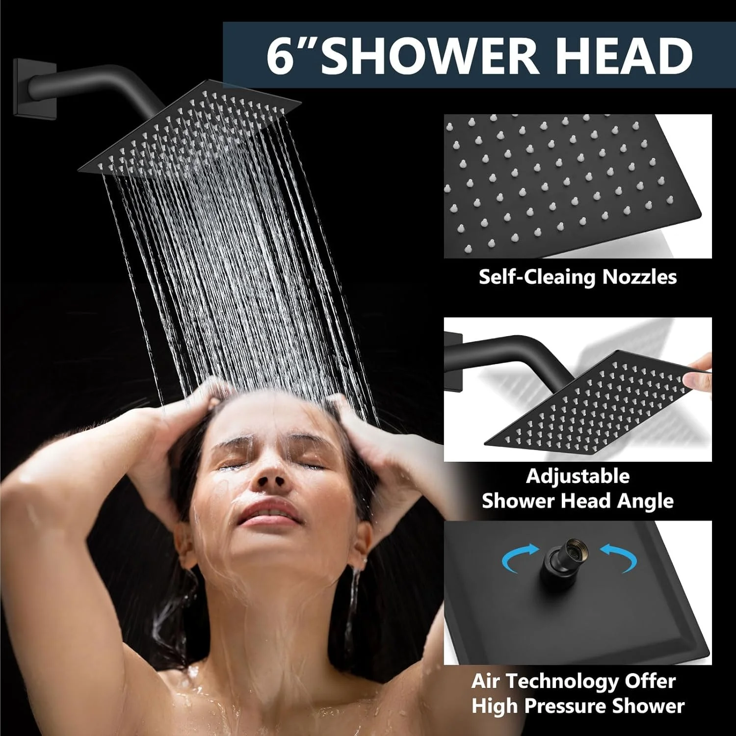 Aolemi Shower Faucet Set Ceiling Mount Shower System Rough-in Valve and Shower Trim Kit 10 and 6 Inch Dual Shower Head 2 in 1 Handheld Spray Push Button Diverter Matte Black Aolemi Shower Faucet Set Ceiling Mount Shower System Rough-in Valve and Shower Trim Kit 10 and 6 Inch Dual Shower Head 2 in 1 Handheld Spray Push Button Diverter Matte Black