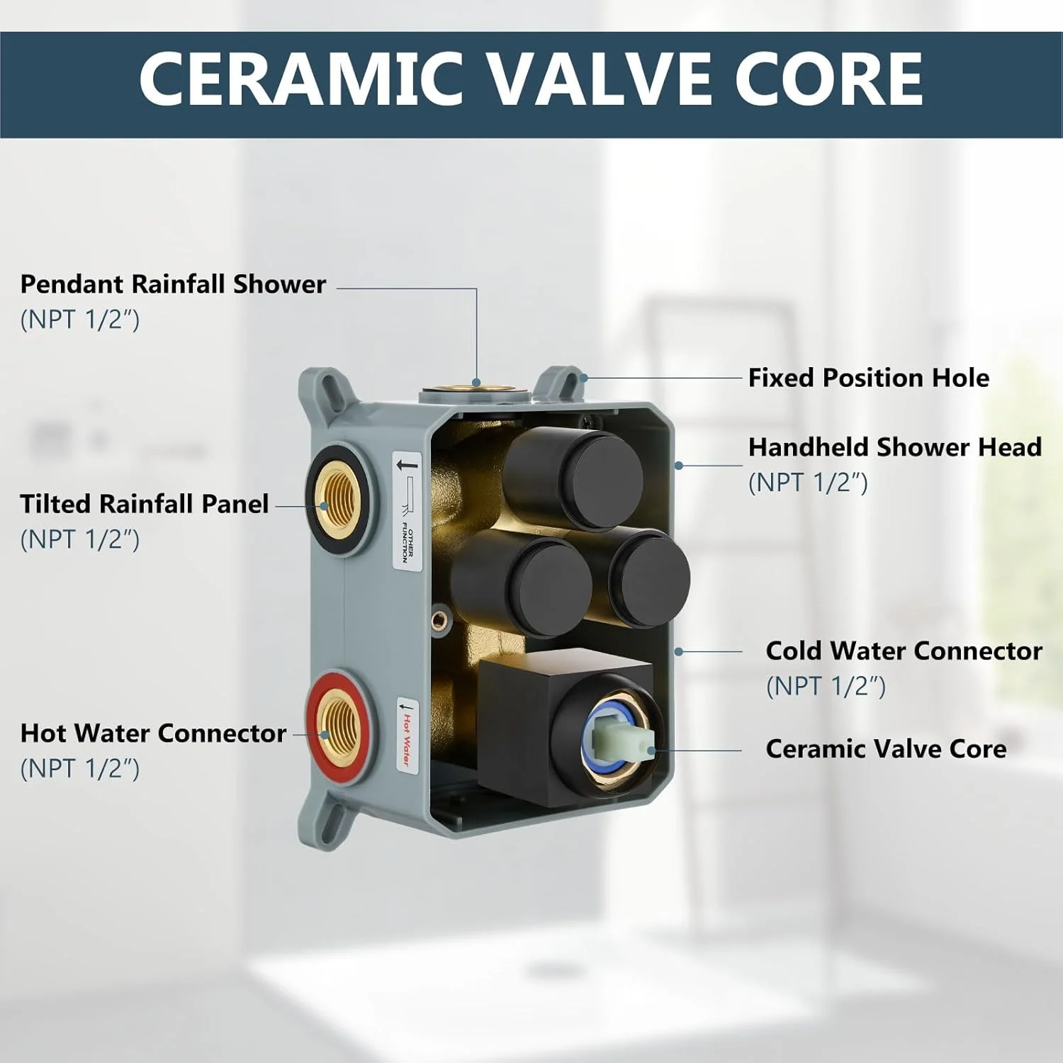 Aolemi Shower Faucet Set Ceiling Mount Shower System Rough-in Valve and Shower Trim Kit 10 and 6 Inch Dual Shower Head 2 in 1 Handheld Spray Push Button Diverter Matte Black Aolemi Shower Faucet Set Ceiling Mount Shower System Rough-in Valve and Shower Trim Kit 10 and 6 Inch Dual Shower Head 2 in 1 Handheld Spray Push Button Diverter Matte Black