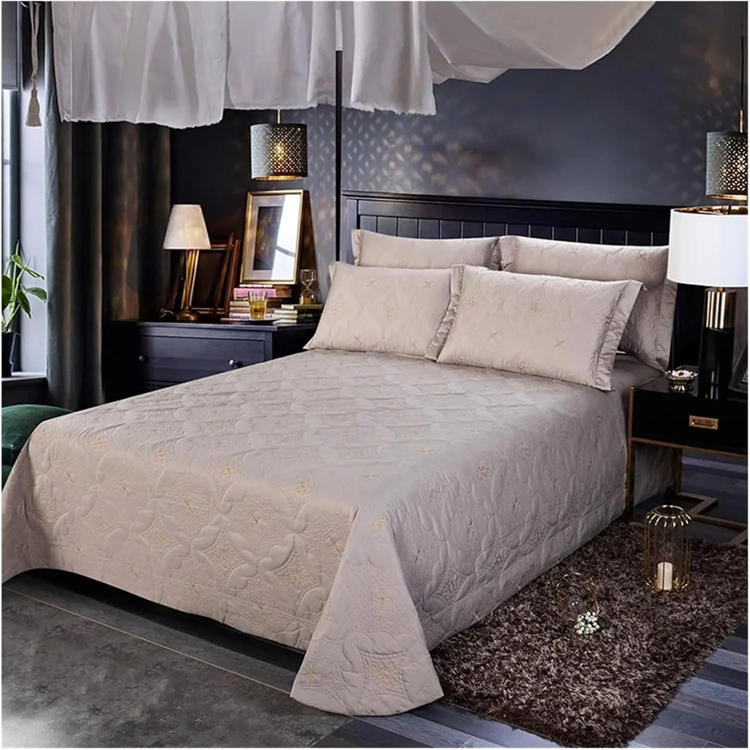 ست روتختی سه تکه کینگ سایز لوکس 600TC پنبه مصری، لحاف روتختی با روبالشتی ست، رنگ ثابت چندگانه، تخت خواب لوکس در یک کیف (E 245X270cm 3 تکه)