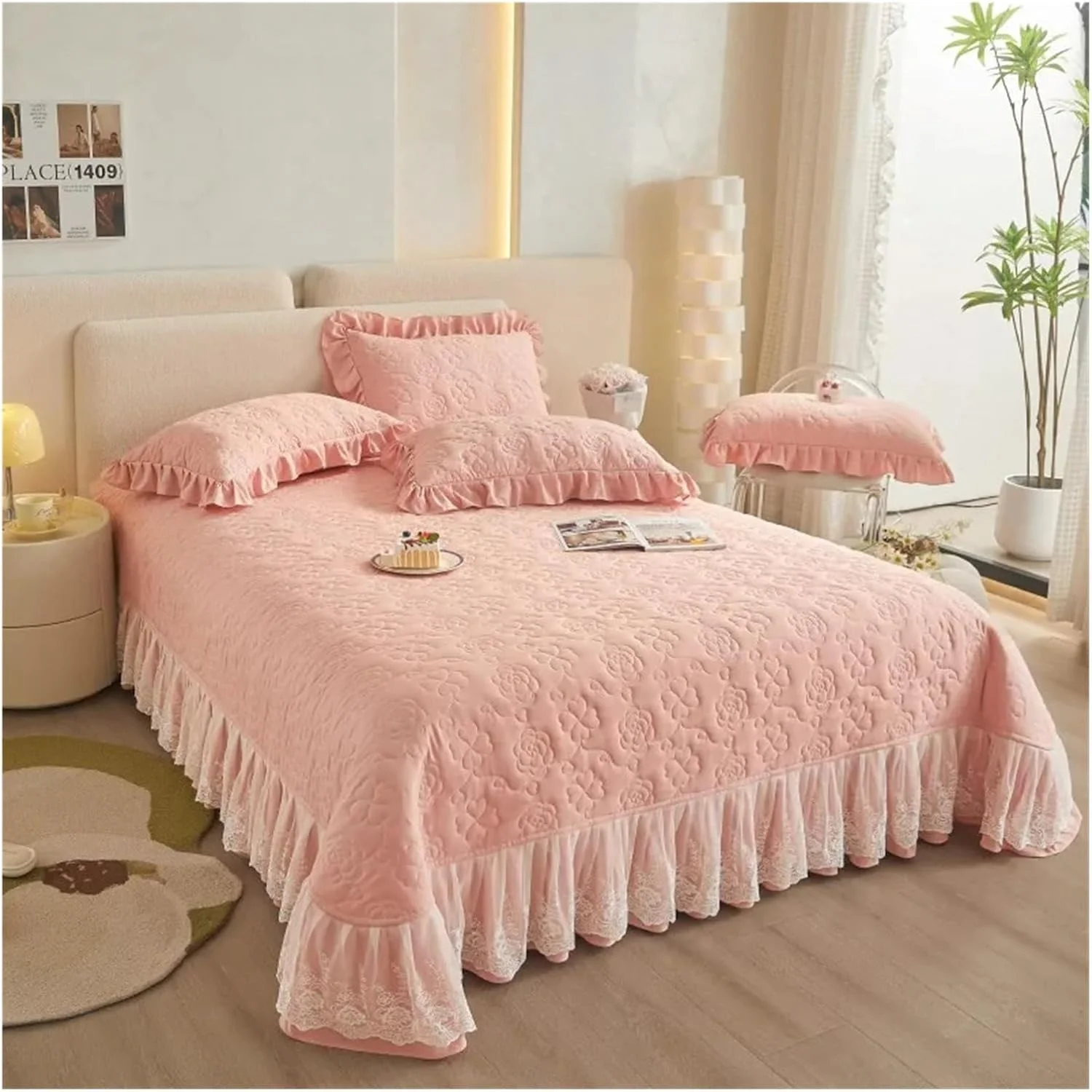 روتختی طرح گل برجسته سفید توری به همراه 2 عدد روبالشتی، رو تختی سفید ساده مناسب تخت دو نفره/کینگ، ست روتختی 3 تکه، ست خواب لوکس (B 245x250cm 3 تکه) روتختی طرح گل برجسته سفید توری به همراه 2 عدد روبالشتی، رو تختی سفید ساده مناسب تخت دو نفره/کینگ، ست روتختی 3 تکه، ست خواب لوکس (B 245x250cm 3 تکه)