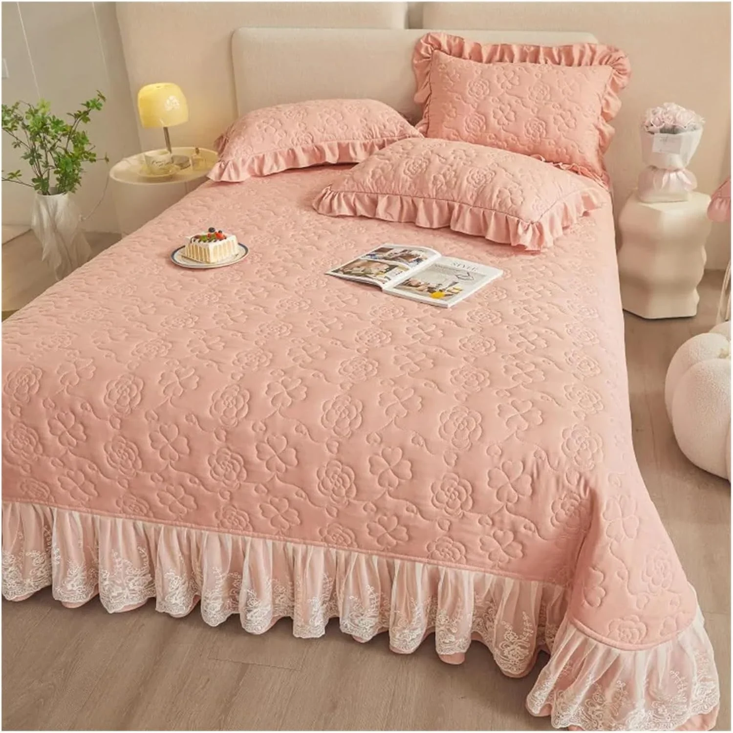 روتختی طرح گل برجسته سفید توری به همراه 2 عدد روبالشتی، رو تختی سفید ساده مناسب تخت دو نفره/کینگ، ست روتختی 3 تکه، ست خواب لوکس (B 245x250cm 3 تکه) روتختی طرح گل برجسته سفید توری به همراه 2 عدد روبالشتی، رو تختی سفید ساده مناسب تخت دو نفره/کینگ، ست روتختی 3 تکه، ست خواب لوکس (B 245x250cm 3 تکه)