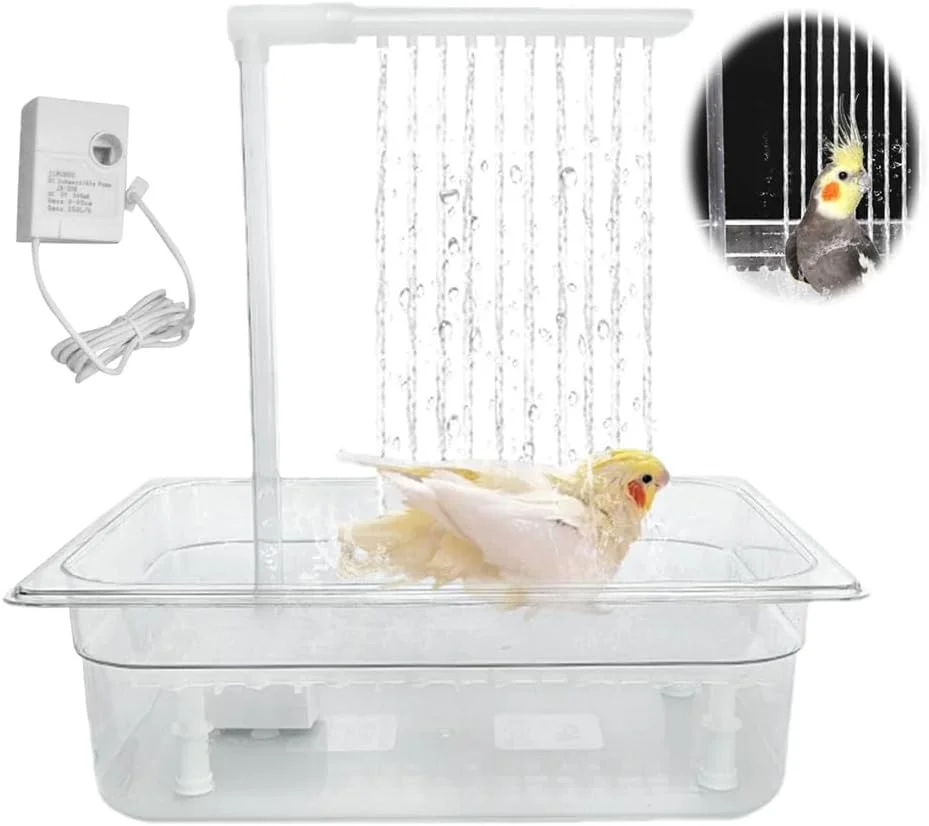 حمام طوطی آزونی با شیر چرخان 180 درجه، حمام دوش پرنده اتوماتیک با USB و دوشاخه برق، ایده آل برای پرندگان متوسط مانند خاکستری آفریقایی، آمازون، کانور، پاراکیت، عروس هلندی حمام طوطی آزونی با شیر چرخان 180 درجه، حمام دوش پرنده اتوماتیک با USB و دوشاخه برق، ایده آل برای پرندگان متوسط مانند خاکستری آفریقایی، آمازون، کانور، پاراکیت، عروس هلندی