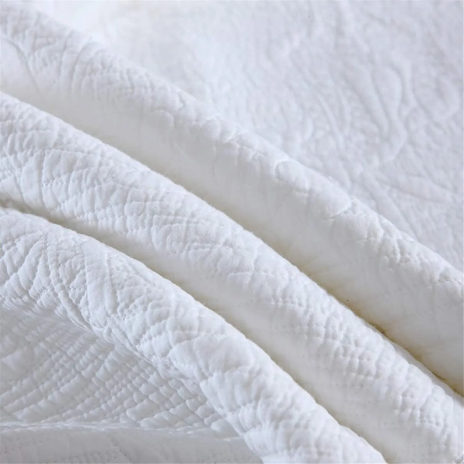 روتختی لحافی برجسته سفید به همراه 2 روبالشتی، لحاف قابل شستشو و با نگهداری آسان، رو تختی دو رو با لبه توری، روکش بزرگ پنبه ای مبل تختخواب شو برای دکور اتاق خواب، سفید، 230×250 سانتی متر