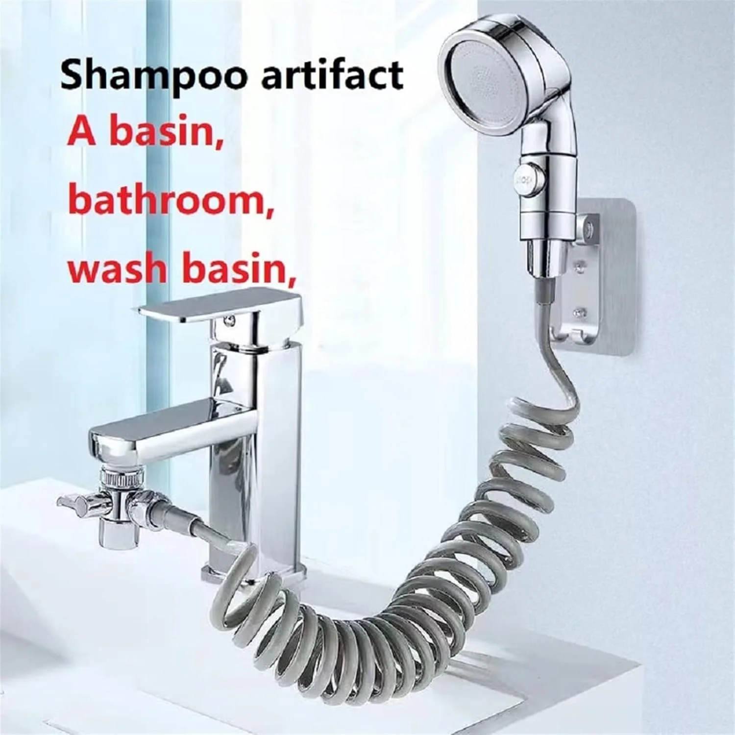 سردوش شیر آب فروشگاه THE WHITE SHOP مناسب سینک-حمام-باغ - اتصال شلنگ اسپری؛ برای شستشوی مو و آبکشی سگ خانگی و حمام کودکان، دارای دکمه روشن/خاموش و افزایش طول سردوش شیر آب فروشگاه THE WHITE SHOP مناسب سینک-حمام-باغ - اتصال شلنگ اسپری؛ برای شستشوی مو و آبکشی سگ خانگی و حمام کودکان، دارای دکمه روشن/خاموش و افزایش طول