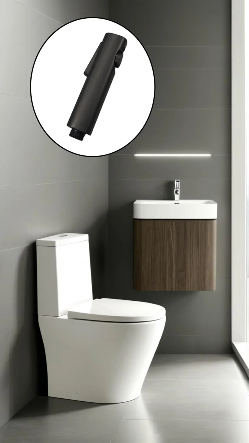 شیر دستی توالت شوی مشکی Sweet seven - سر دوش دو کاره قابل حمل، اتصال شیر سینک آشپزخانه، اسپری دستی کوچک و سبک برای حمام