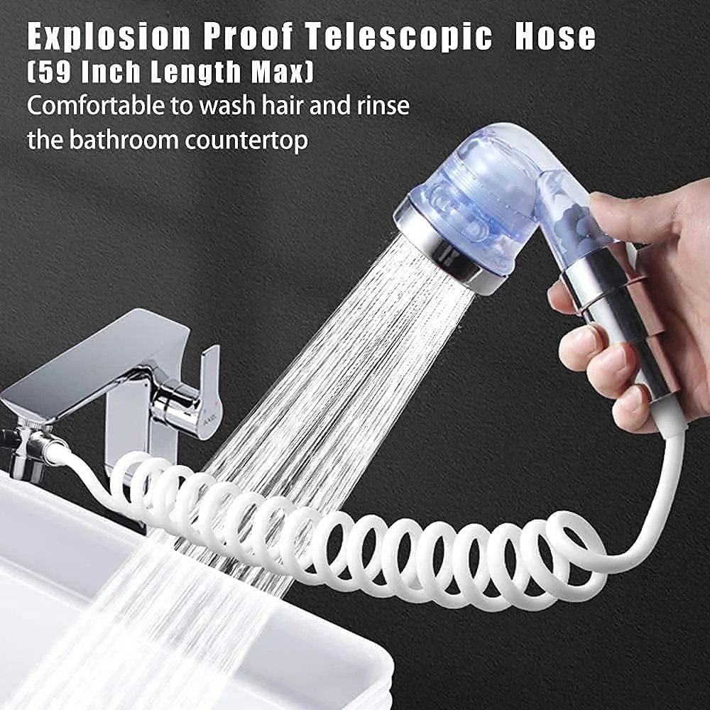 سری شیر آب پوری پرو با قابلیت چرخش 360 درجه، سر شیر سینک آشپزخانه، صرفه جویی در آب، نگهدارنده لوله ضد پاشش، تقویت کننده دوش با سنگ های یونی (سه عملکرد)