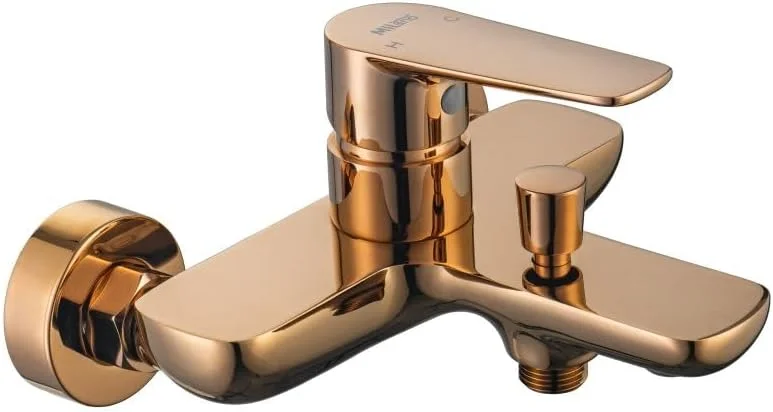 ست شیر دوش حمام میلانو کالی - روکش رزگلد | سیستم دوش بارانی دیواری | شیرآلات حمام برنجی جامد | شیر روشویی مدرن | شیر مخلوط کننده آب برای حمام