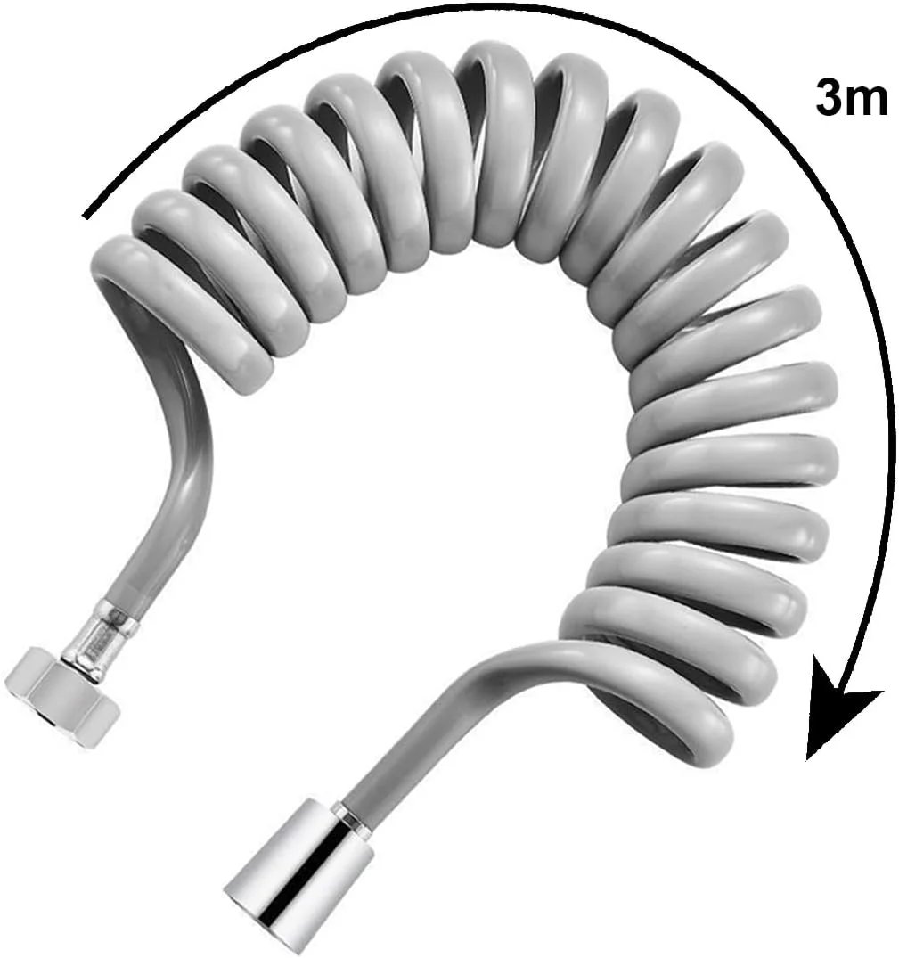 شلنگ دوش فنری انعطاف پذیر 2 عددی، شلنگ دوش تلسکوپی ABS، فنری انعطاف پذیر حمام برای شیر توالت، اسپری بیده، دوش دستی، دوش شیر حوضه - 3 متر