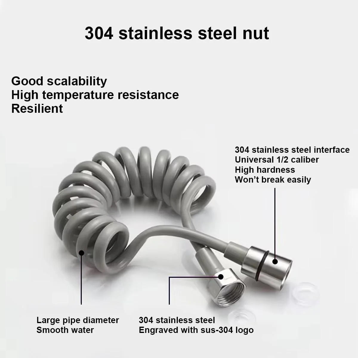 شلنگ دوش فنری انعطاف پذیر 2 عددی، شلنگ دوش تلسکوپی ABS، فنری انعطاف پذیر حمام برای شیر توالت، اسپری بیده، دوش دستی، دوش شیر حوضه - 3 متر