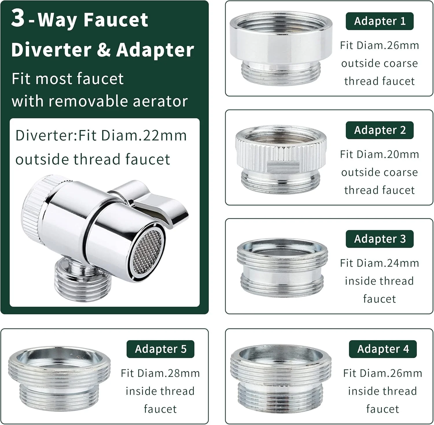 اتصال شلنگ دوش به شیر سینک - افزونه شیر آب با 5 آداپتور برای حمام، شیر آشپزخانه، وان لباسشویی، خروجی رزوه شلنگ باغچه برای دلتا، موئن، کوهلر، امریکن استاندارد اتصال شلنگ دوش به شیر سینک - افزونه شیر آب با 5 آداپتور برای حمام، شیر آشپزخانه، وان لباسشویی، خروجی رزوه شلنگ باغچه برای دلتا، موئن، کوهلر، امریکن استاندارد