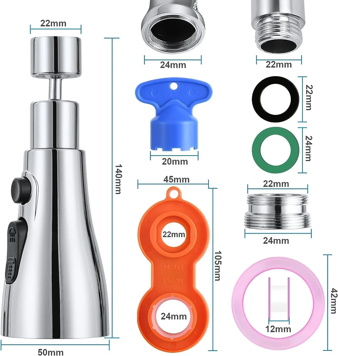 سردوش شیر آب متحرک 360 درجه KOWVOWZ، سردوش دو حالته بی نهایت، دوش شیر سینک ظرفشویی آشپزخانه، 1 عدد سردوش شیر آب متحرک 360 درجه KOWVOWZ، سردوش دو حالته بی نهایت، دوش شیر سینک ظرفشویی آشپزخانه، 1 عدد