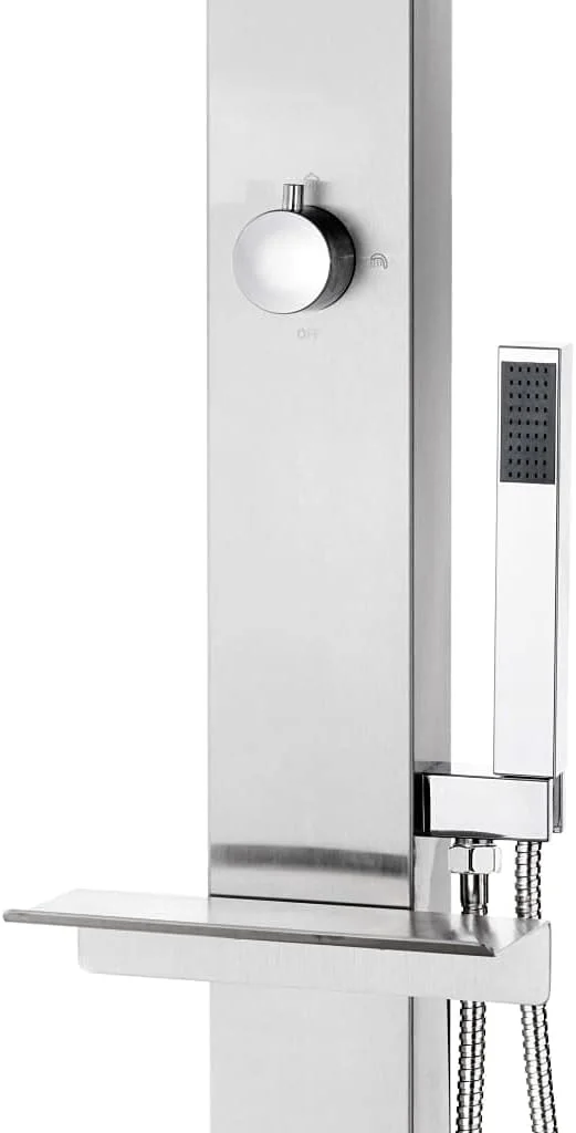 دوش باغی vidaXL با شیرآلات، پایه دوش، سیستم دوش حمام فضای باز، برج دوش، لوازم جانبی حمام باغی فضای باز، پاسیو باغی، استیل ضد زنگ