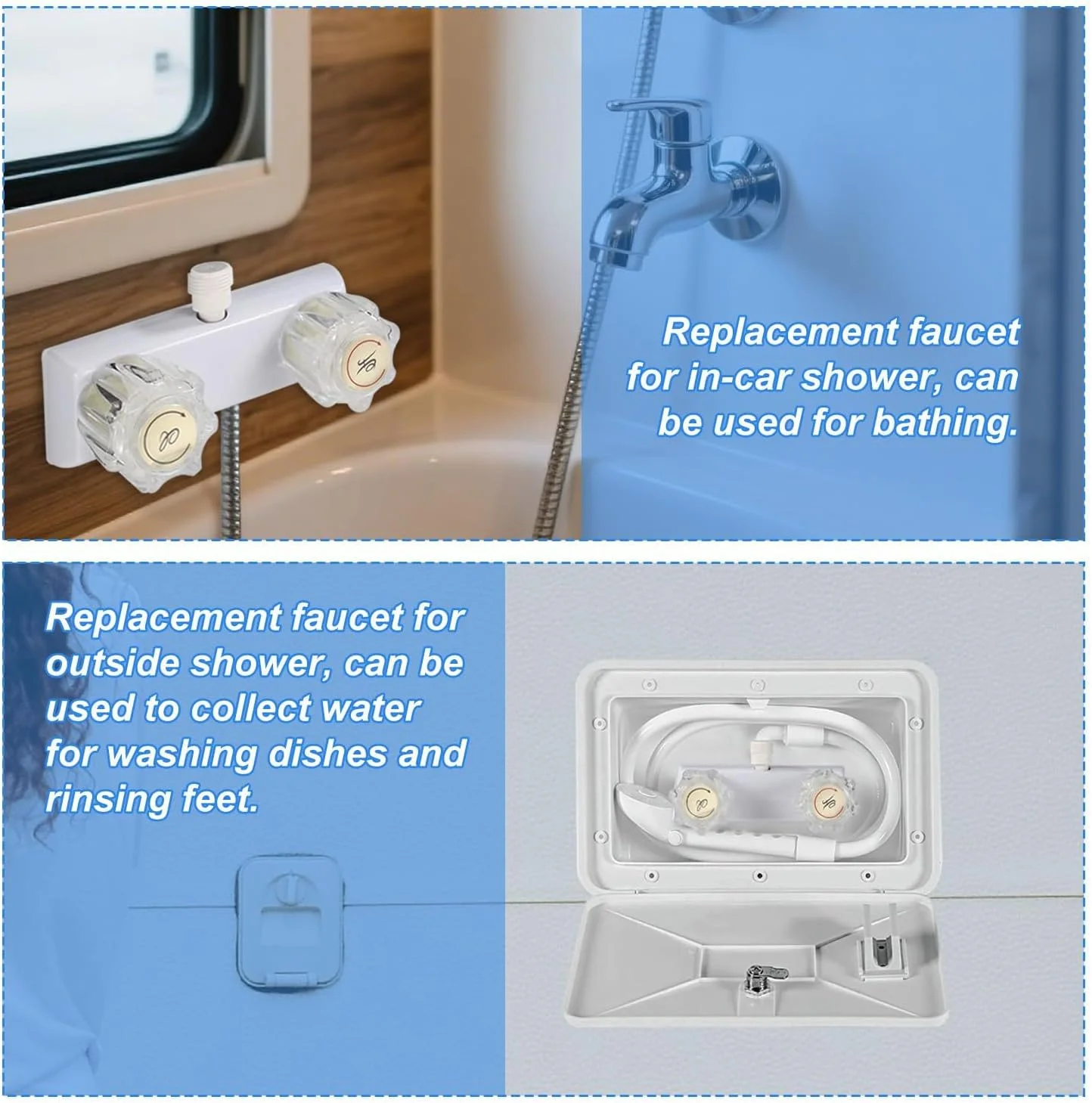 شیر دوش جایگزین RV، شیر دوش پلاستیکی کمپر با دو دسته، کیت تغییر مسیر شفاف 6.3x4.33 اینچ برای استفاده در فضای داخلی و خارجی، کنترل آب شستشوی حمام شیر دوش جایگزین RV، شیر دوش پلاستیکی کمپر با دو دسته، کیت تغییر مسیر شفاف 6.3x4.33 اینچ برای استفاده در فضای داخلی و خارجی، کنترل آب شستشوی حمام