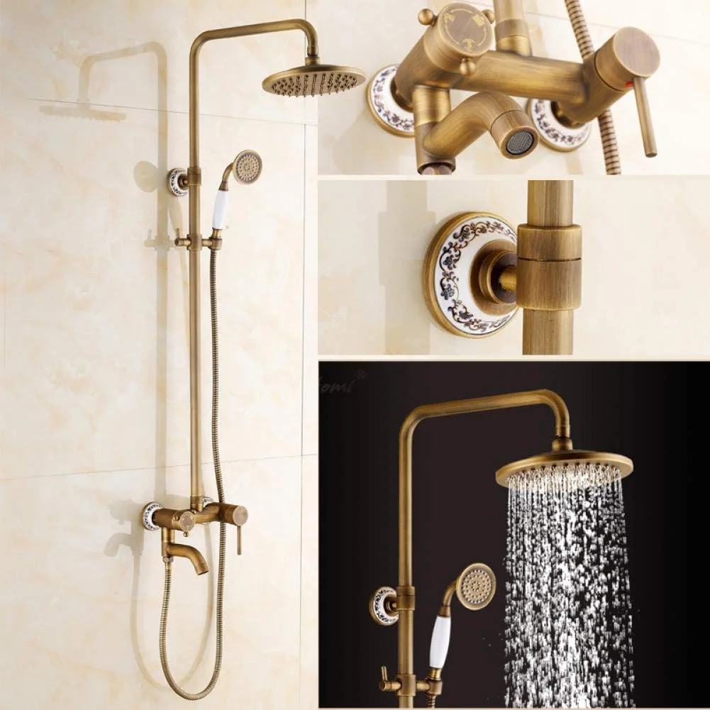 ست دوش برنجی مسی عتیقه شیرآلات حمام شیر مخلوط LEOWE ست دوش برنجی مسی عتیقه شیرآلات حمام شیر مخلوط LEOWE