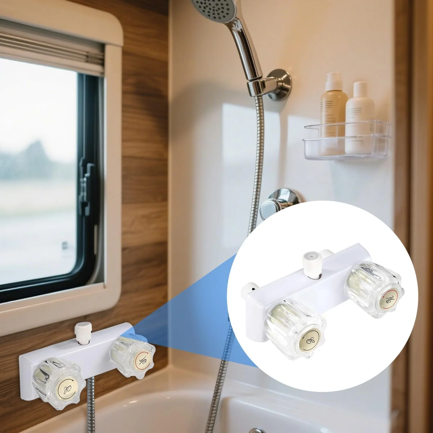 شیر دوش جایگزین RV، شیر دوش پلاستیکی کمپر با دو دسته، کیت تغییر مسیر شفاف 6.3x4.33 اینچ برای استفاده در فضای داخلی و خارجی، کنترل آب شستشوی حمام شیر دوش جایگزین RV، شیر دوش پلاستیکی کمپر با دو دسته، کیت تغییر مسیر شفاف 6.3x4.33 اینچ برای استفاده در فضای داخلی و خارجی، کنترل آب شستشوی حمام