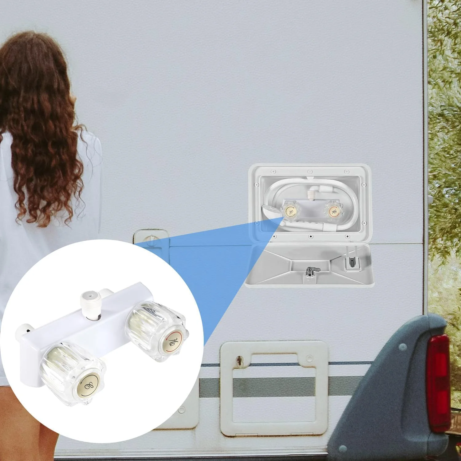 شیر دوش جایگزین RV، شیر دوش پلاستیکی کمپر با دو دسته، کیت تغییر مسیر شفاف 6.3x4.33 اینچ برای استفاده در فضای داخلی و خارجی، کنترل آب شستشوی حمام شیر دوش جایگزین RV، شیر دوش پلاستیکی کمپر با دو دسته، کیت تغییر مسیر شفاف 6.3x4.33 اینچ برای استفاده در فضای داخلی و خارجی، کنترل آب شستشوی حمام