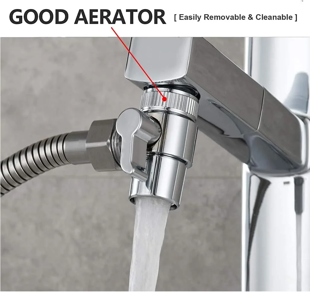 شیر انحرافی شیر سینک Goodern، آداپتور 3 طرفه دوش شلنگ بیده، تقسیم کننده شیر آب، قطعه تعویضی فیلتر آب شیر M22 X M24 برای اتصال دهنده آب سوئیچ برای اتصال آشپزخانه حمام