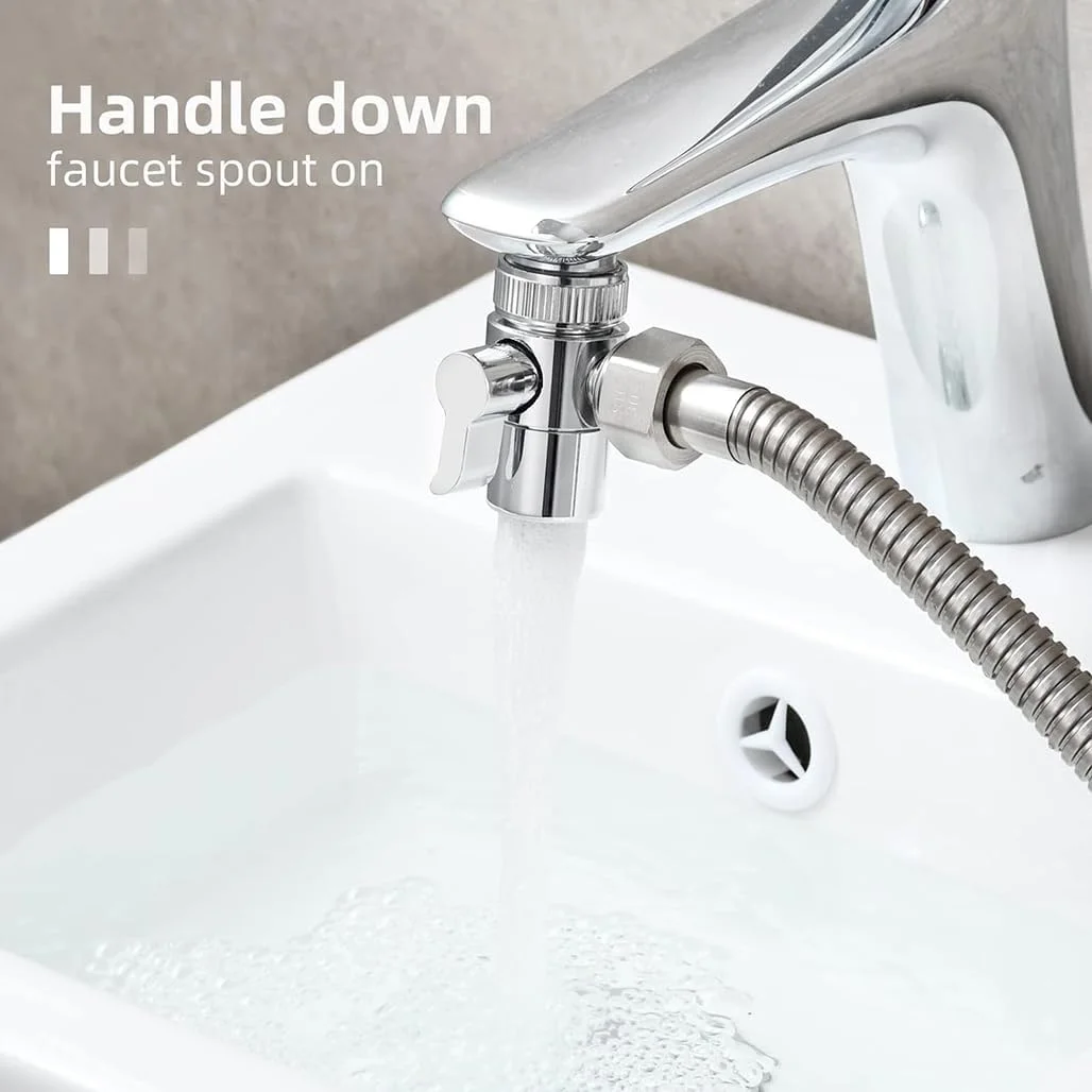 شیر انحرافی شیر سینک Goodern، آداپتور 3 طرفه دوش شلنگ بیده، تقسیم کننده شیر آب، قطعه تعویضی فیلتر آب شیر M22 X M24 برای اتصال دهنده آب سوئیچ برای اتصال آشپزخانه حمام