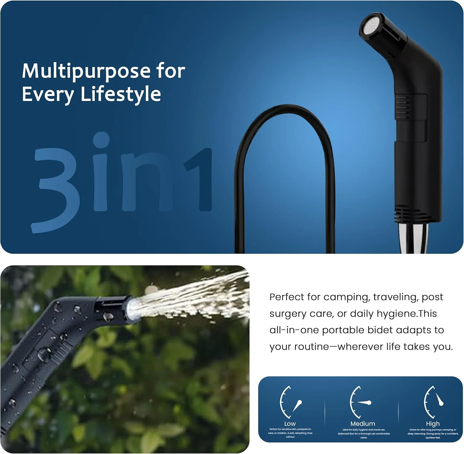 Fixwal® بیده شطاف مسافرتی قابل حمل - دوش دستی مسلمان، اسپری توالت قابل حمل، بیده مسافرتی قابل شارژ - شطاف محمول للسفر متنقل (مشکی) Fixwal® بیده شطاف مسافرتی قابل حمل - دوش دستی مسلمان، اسپری توالت قابل حمل، بیده مسافرتی قابل شارژ - شطاف محمول للسفر متنقل (مشکی)