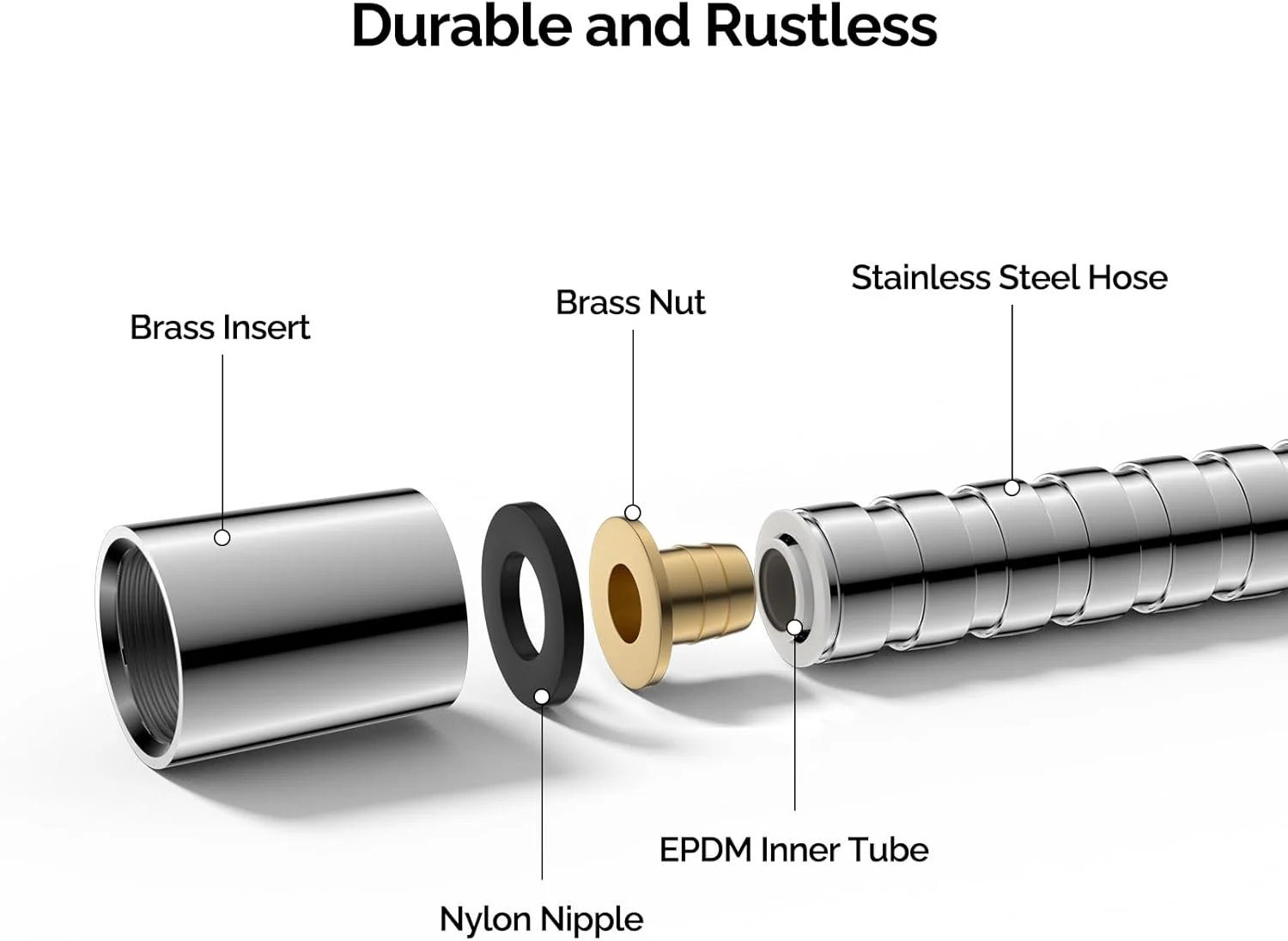 شلنگ دوش دستی JOMOO برای سردوش دستی، شلنگ دوش دستی استیل ضد زنگ انعطاف پذیر 47 اینچ 1.2 متری با روکش کروم و اتصال برنجی شلنگ دوش دستی JOMOO برای سردوش دستی، شلنگ دوش دستی استیل ضد زنگ انعطاف پذیر 47 اینچ 1.2 متری با روکش کروم و اتصال برنجی