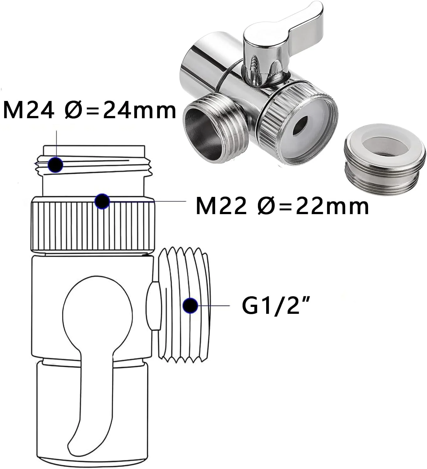آداپتور شیر T شکل، مناسب برای سردوش های دستی، شیرآلات سینک ظرفشویی، شیرآلات روشویی، اتصال دوش برای شیرآلات حمام، شیر تبدیل دوش، شیر تبدیل 3 طرفه (1) آداپتور شیر T شکل، مناسب برای سردوش های دستی، شیرآلات سینک ظرفشویی، شیرآلات روشویی، اتصال دوش برای شیرآلات حمام، شیر تبدیل دوش، شیر تبدیل 3 طرفه (1)