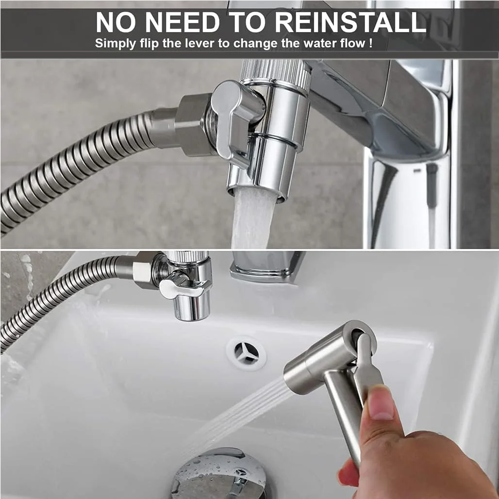 شیر انحرافی شیر سینک Goodern، آداپتور 3 طرفه دوش شلنگ بیده، تقسیم کننده شیر آب، قطعه تعویضی فیلتر آب شیر M22 X M24 برای اتصال دهنده آب سوئیچ برای اتصال آشپزخانه حمام