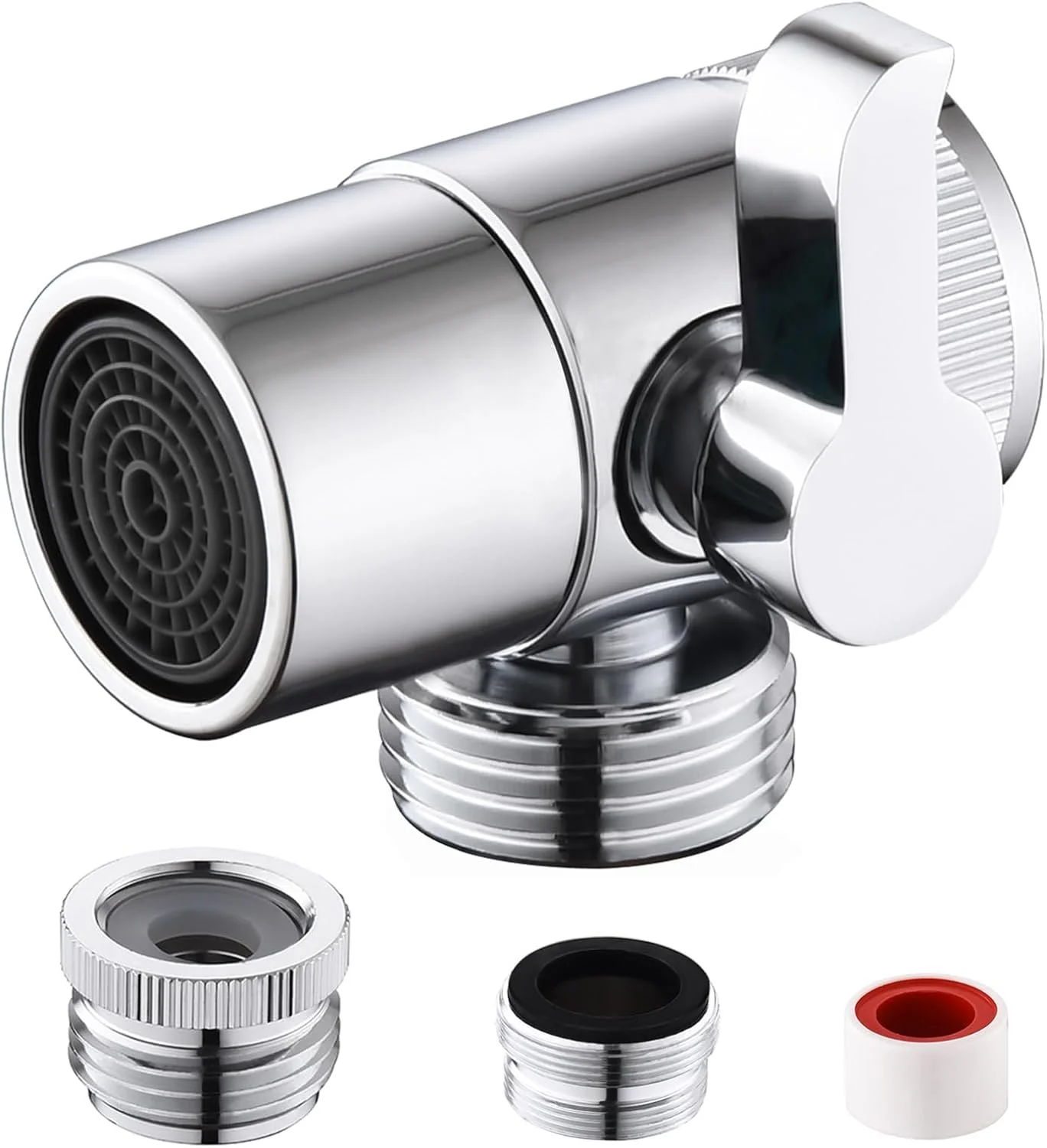 شیر انشعاب برنجی کامل با هواکش، آداپتور انشعاب شیر برای اتصال شلنگ دوش/شلنگ باغ/ماشین لباسشویی قابل حمل به شیر سینک آشپزخانه و حمام