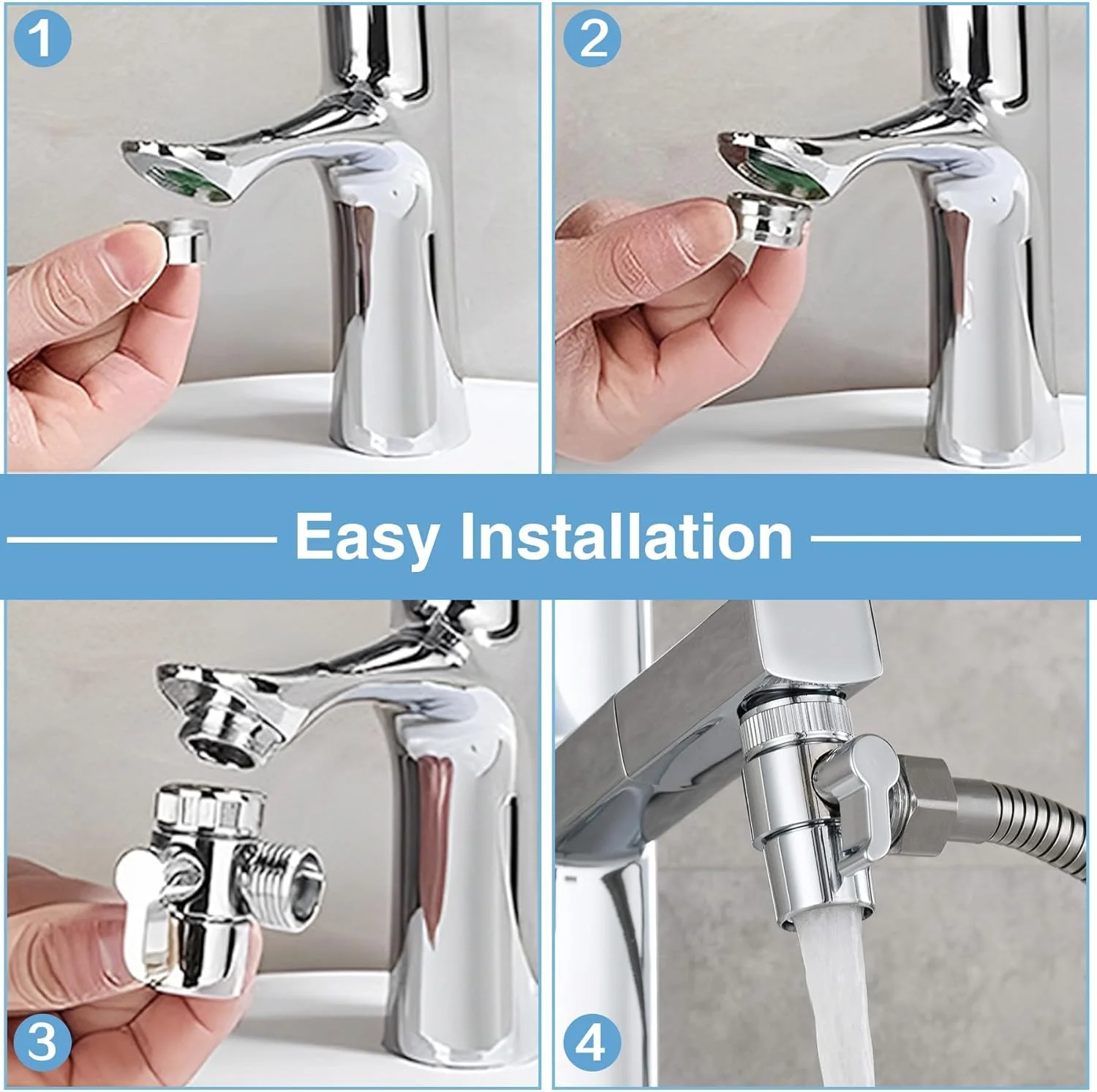 شیر انشعاب برنجی کامل با هواکش، آداپتور انشعاب شیر برای اتصال شلنگ دوش/شلنگ باغ/ماشین لباسشویی قابل حمل به شیر سینک آشپزخانه و حمام