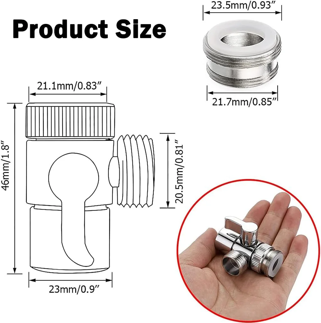 شیر انحرافی شیر سینک Goodern، آداپتور 3 طرفه دوش شلنگ بیده، تقسیم کننده شیر آب، قطعه تعویضی فیلتر آب شیر M22 X M24 برای اتصال دهنده آب سوئیچ برای اتصال آشپزخانه حمام