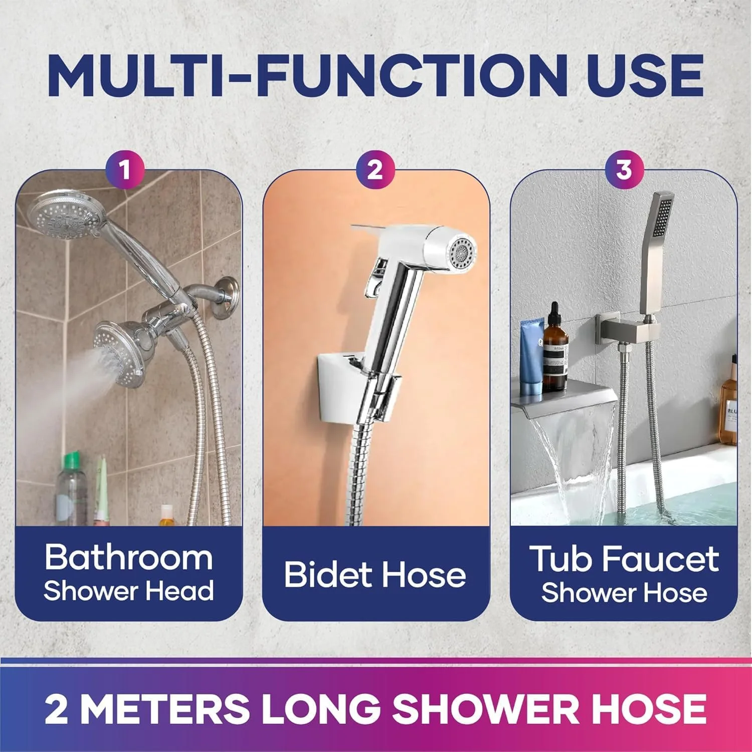 CAROSKI Flexible Stainless Steel Shower Hose Pipe 2M with Brass Connector, Leak-Proof & Rust-Resistant Water Supply Pipe for Bathroom, Sink, Basin, Faucet – Hot & Cold Water Compatible CAROSKI Flexible Stainless Steel Shower Hose Pipe 2M with Brass Connector, Leak-Proof & Rust-Resistant Water Supply Pipe for Bathroom, Sink, Basin, Faucet – Hot & Cold Water Compatible