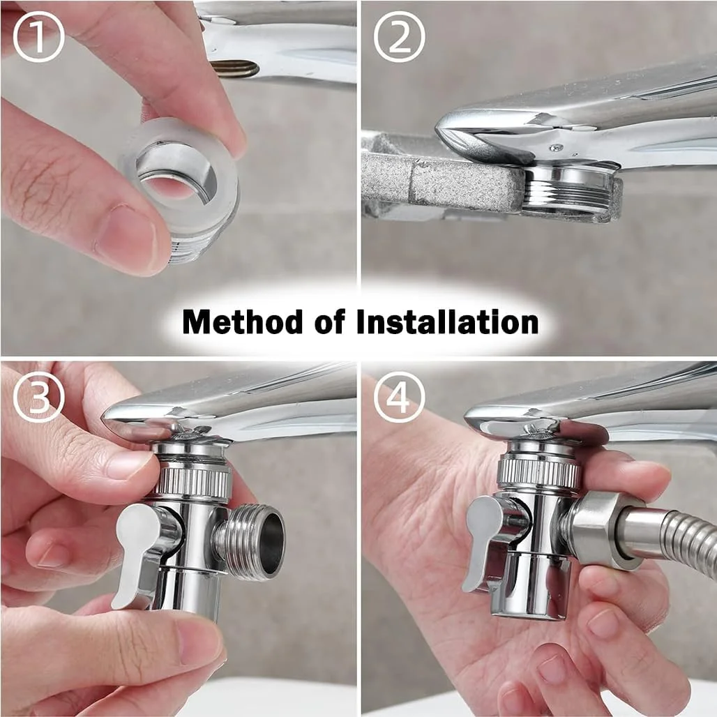 شیر انحرافی شیر سینک Goodern، آداپتور 3 طرفه دوش شلنگ بیده، تقسیم کننده شیر آب، قطعه تعویضی فیلتر آب شیر M22 X M24 برای اتصال دهنده آب سوئیچ برای اتصال آشپزخانه حمام