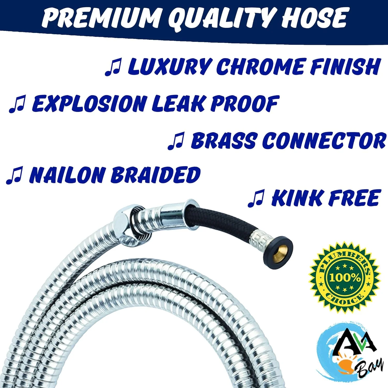 شلنگ بیده آوابای 70 اینچی - شلنگ بلند استیل ضد زنگ سردوش حمام، قطعه جایگزین برای اسپری دستی توالت با اتصال برنجی، کروم براق