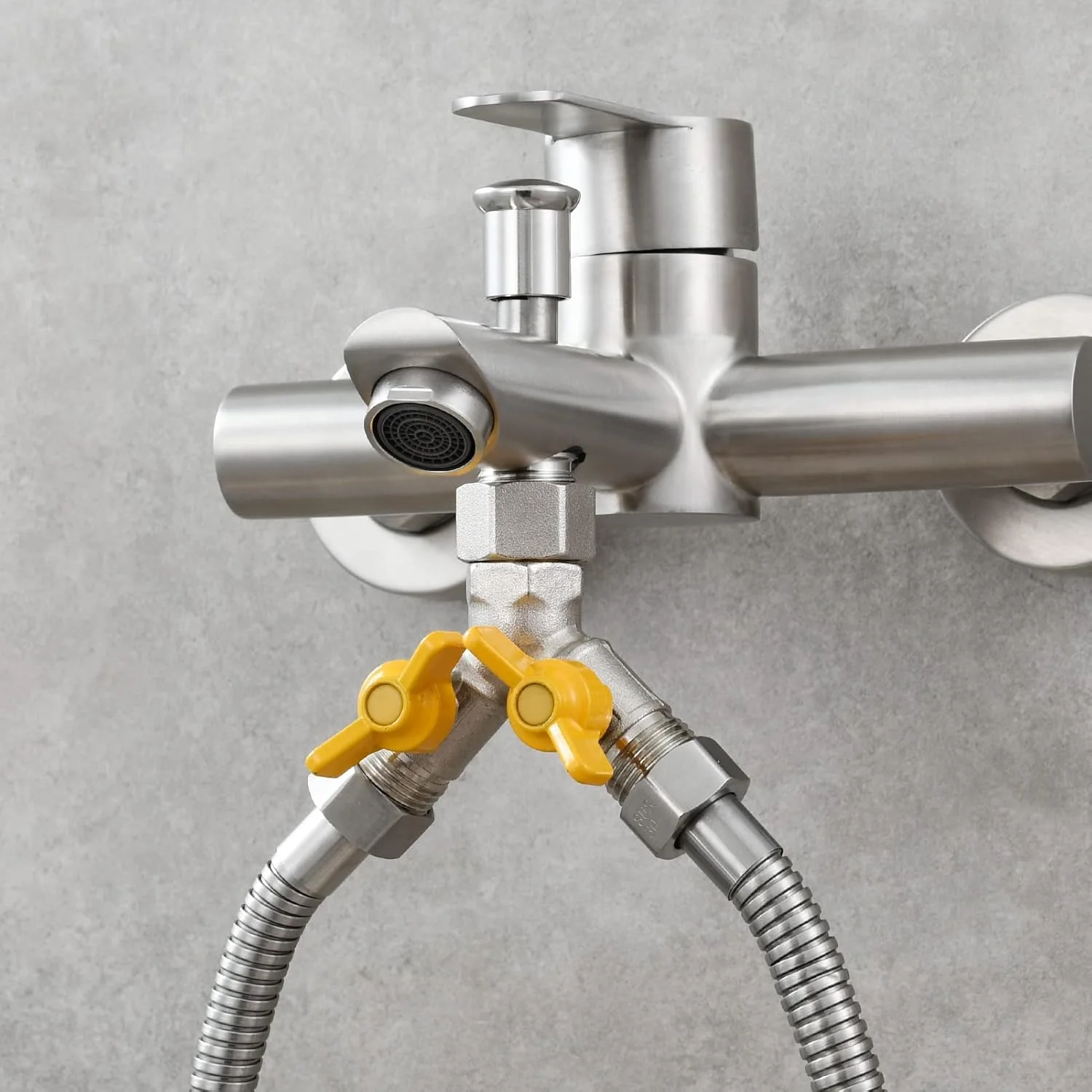 شیر قطع کن Tecmolog، شیر سه راهی برنجی تغییر دهنده جریان آب دوش، روکش نیکل برس خورده، تقسیم کننده شیر آب برای سردوش، مدل DSF009A شیر قطع کن Tecmolog، شیر سه راهی برنجی تغییر دهنده جریان آب دوش، روکش نیکل برس خورده، تقسیم کننده شیر آب برای سردوش، مدل DSF009A