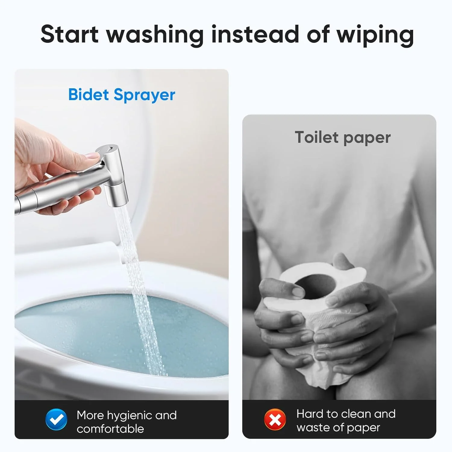 اسپری بیده دستی آروفا برای توالت - بسته 3 عددی بیده، شیر بیده برای توالت های موجود، اسپری جت پوشک پارچه ای، دوش استیل ضد زنگ اسلامی با شلنگ بیده برای شستشوی بانوان