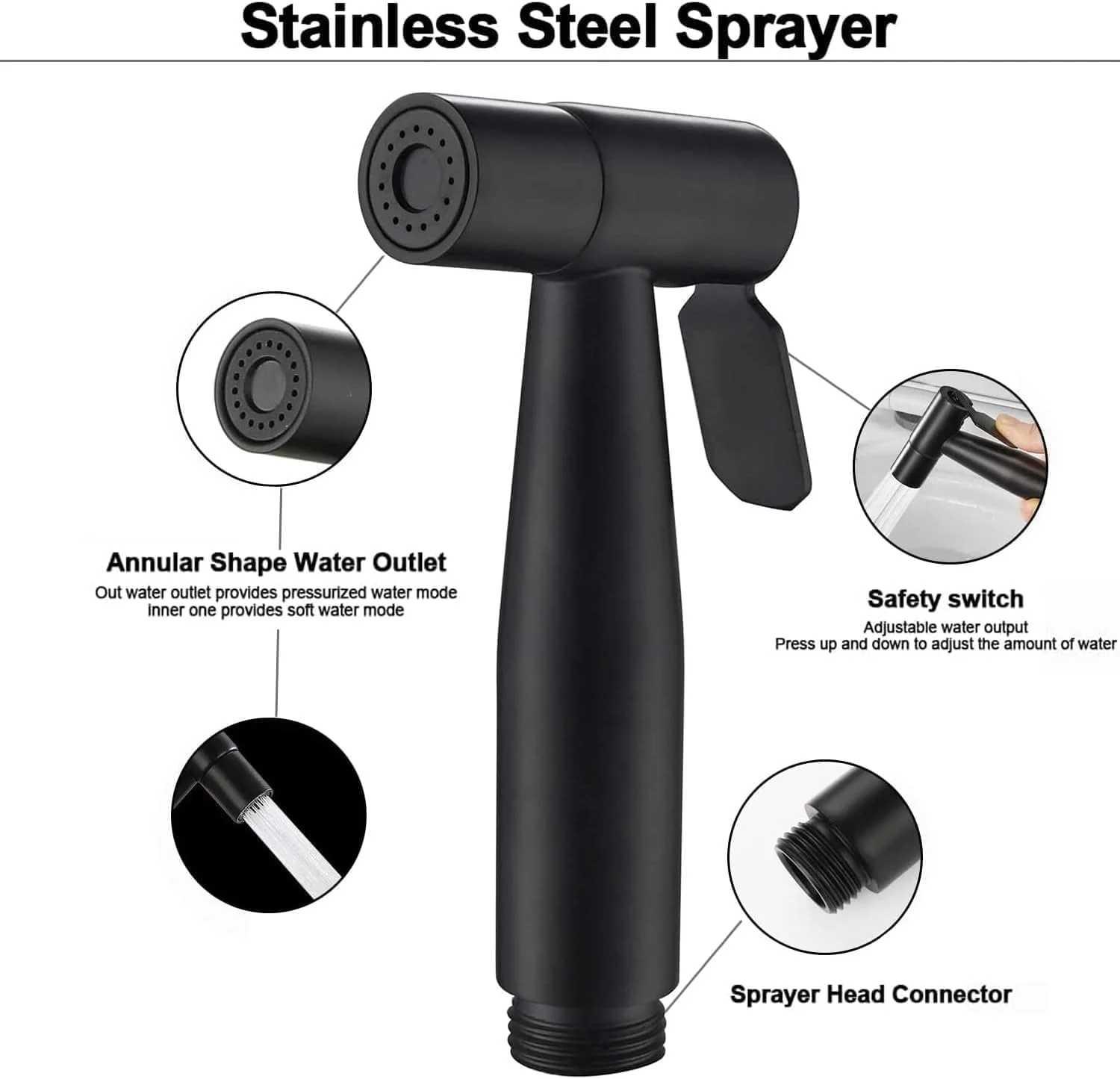 اسپری توالت با اتصالات، شطاف دستی لوکس، جت حمام بادوام و سنگین، اسپری پوشک پارچه ای، شیر آب دستی دوش مسلمان، خاخ الحمام (مشکی) اسپری توالت با اتصالات، شطاف دستی لوکس، جت حمام بادوام و سنگین، اسپری پوشک پارچه ای، شیر آب دستی دوش مسلمان، خاخ الحمام (مشکی)