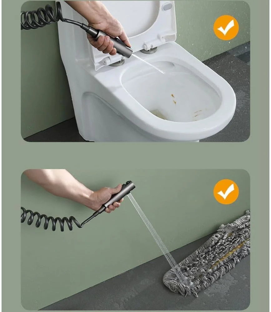 اسپری دستی بیده برای توالت، سر دوش قابل حمل دو حالته، اتصال شیر آشپزخانه، اسپری دستی کوچک و سبک وزن چند منظوره ممتاز برای حمام و آشپزخانه - نقره ای اسپری دستی بیده برای توالت، سر دوش قابل حمل دو حالته، اتصال شیر آشپزخانه، اسپری دستی کوچک و سبک وزن چند منظوره ممتاز برای حمام و آشپزخانه - نقره ای