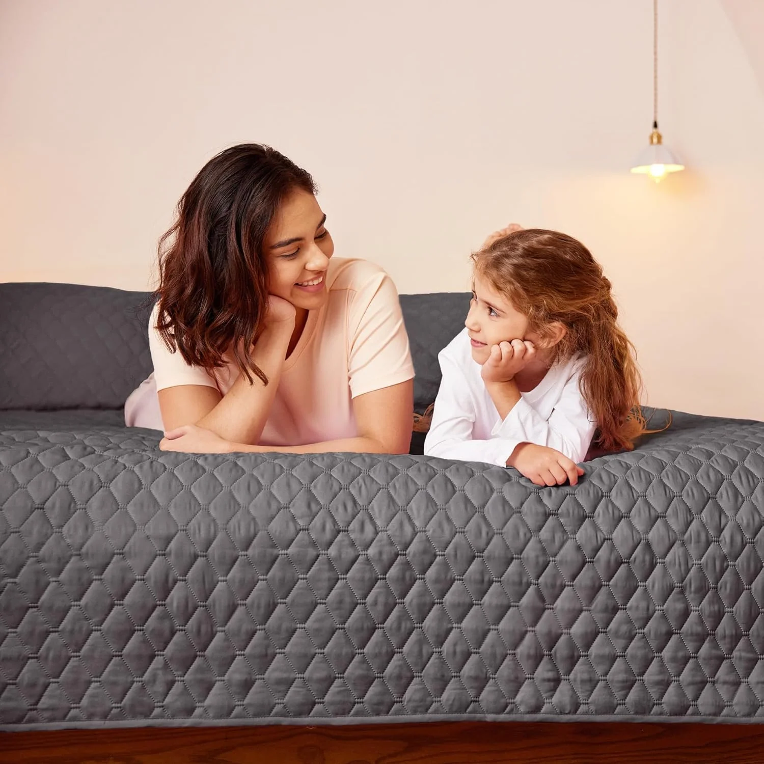 ست لحاف سه تکه کینگ سایز التراسونیک برگشت پذیر Exclusivo Mezcla با روبالشتی، رو تختی/روتختی/روکش تخت سبک وزن - (خاکستری، 233x264 سانتی متر)