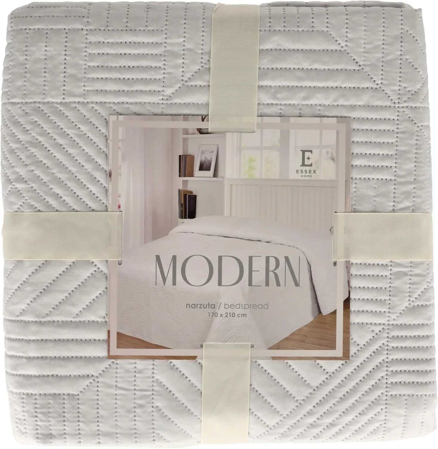 رو تختی ESSEX، ابعاد ۱۷۰ در ۲۱۰ سانتی متر، ایده آل برای اتاق خواب، روانداز تخت نرم و راحت، طرح مدرن - بژ مدرن