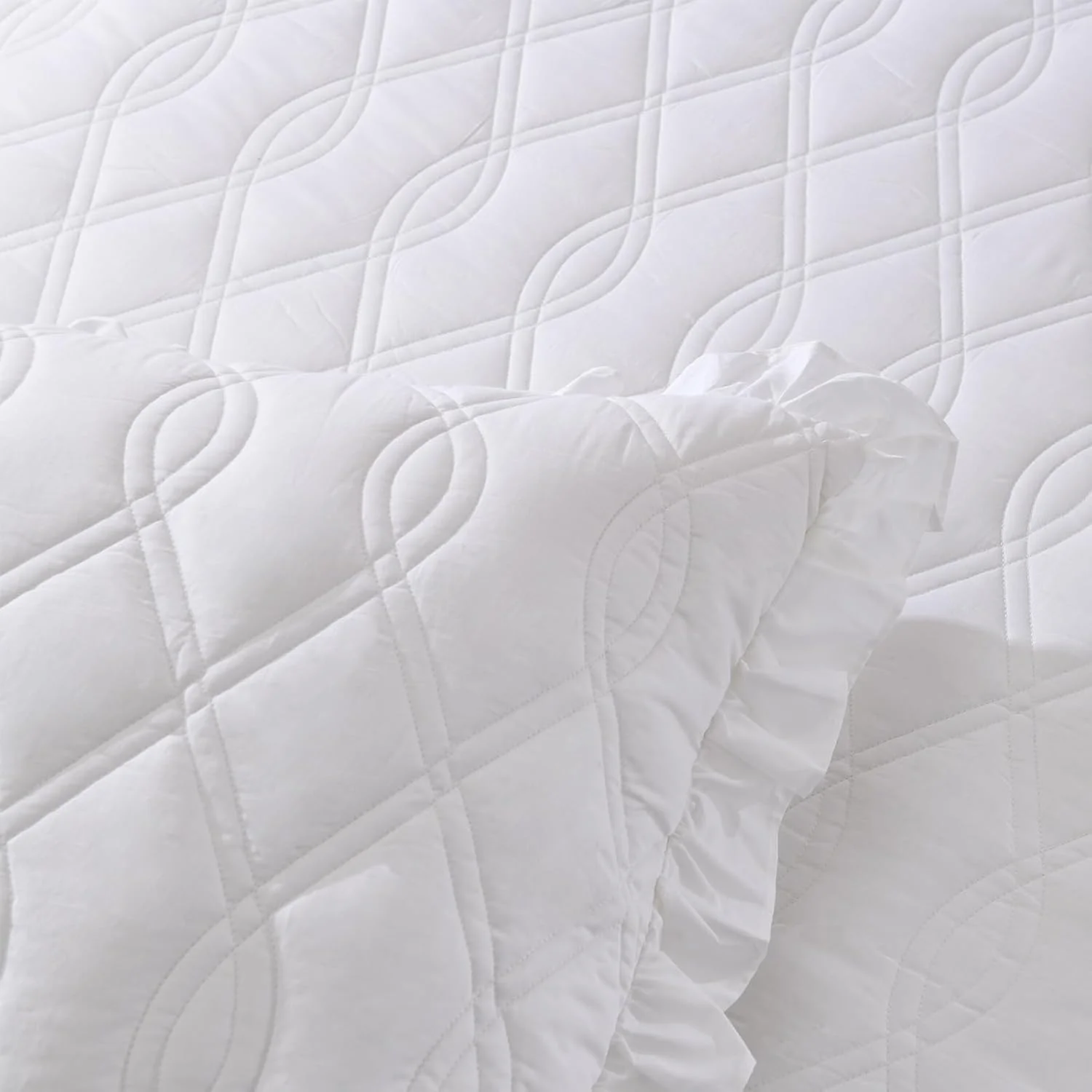 ست روتختی چین دار EWlinens - روتختی بزرگ پنبه ای 100% شیک و قدیمی، روتختی توری سفید مزرعه ای زیبا با چین، مناسب تمام فصول، 3 تکه