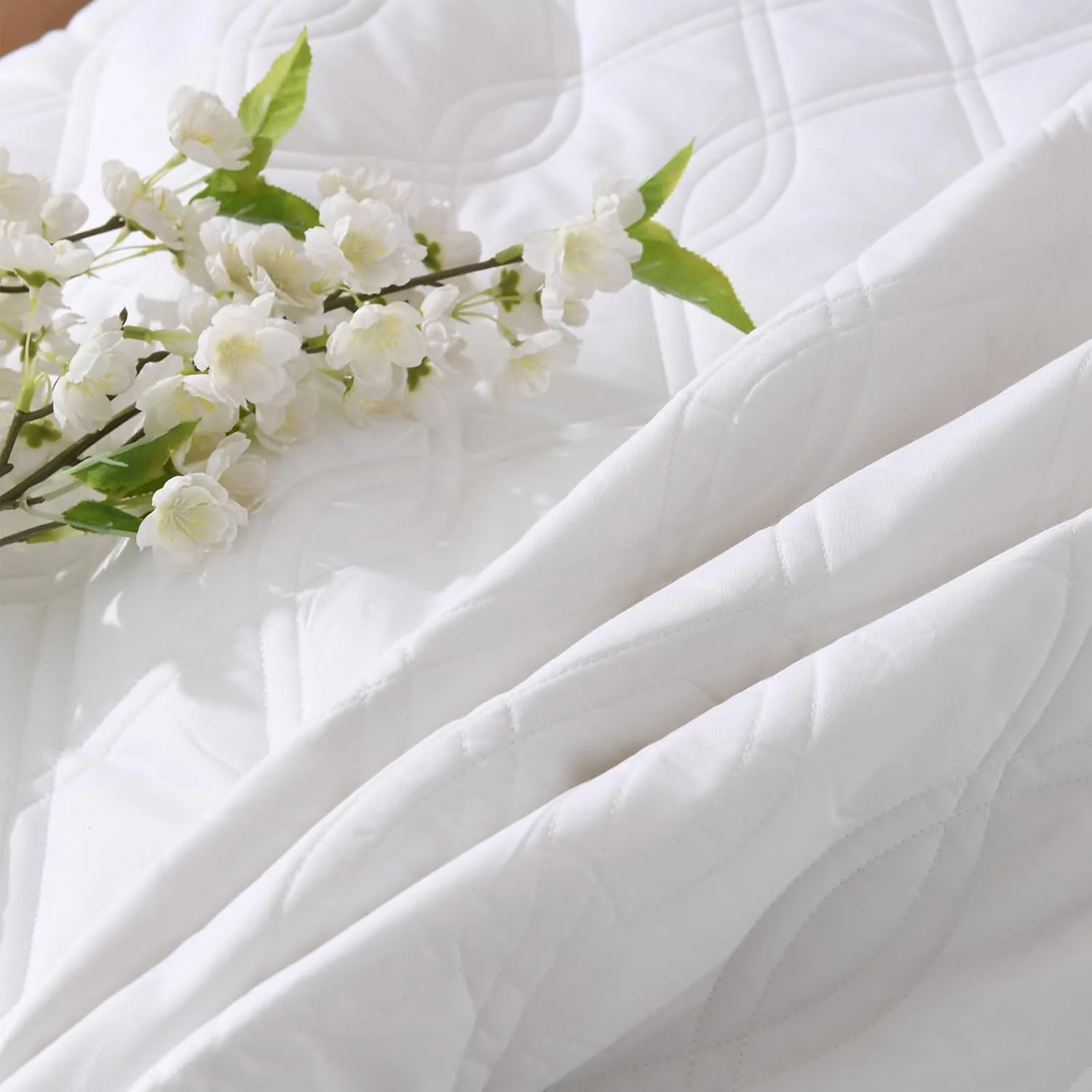 ست روتختی چین دار EWlinens - روتختی بزرگ پنبه ای 100% شیک و قدیمی، روتختی توری سفید مزرعه ای زیبا با چین، مناسب تمام فصول، 3 تکه