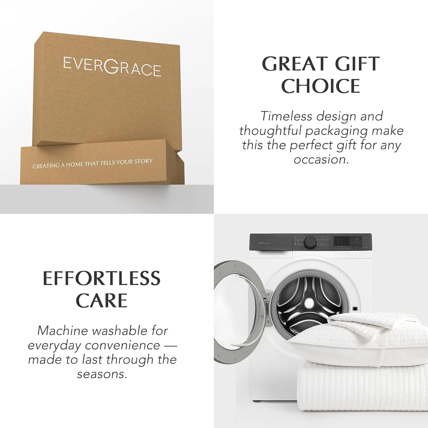 ست روتختی لحاف دوزی شده پنبه ای پیش شسته EVERGRACEHOME سایز کوئین، رو تختی سبک وزن 3 تکه بزرگ مناسب تمام فصول، به همراه 2 روبالشتی هماهنگ، سفید روشن، 233x243 سانتی متر