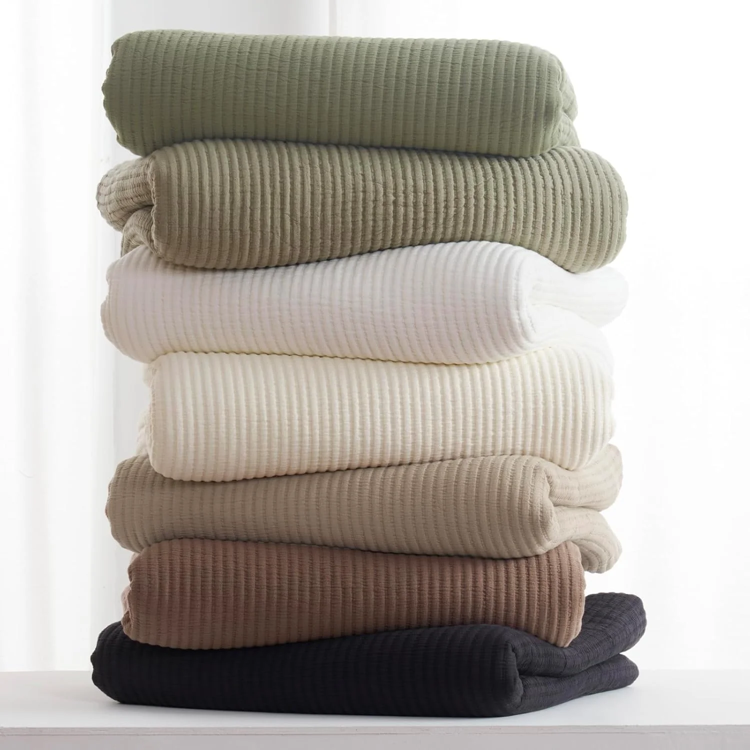 ست رو تختی پنبه ای EVERGRACEHOME سایز کینگ 3 تکه، لحاف روتختی ماتلاس سبک وزن و نرم، ست ملافه لحافی بزرگ و دنج با 2 روبالشی برای تمام فصول، سبز زیتونی