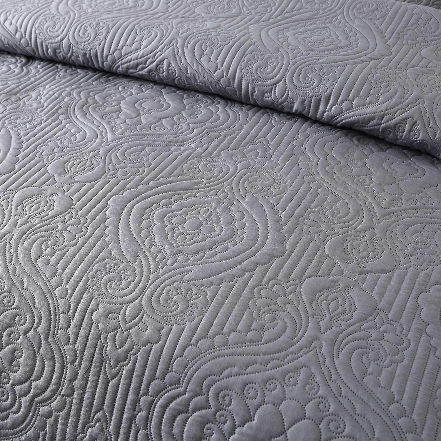 روتختی لحافی تابستانی ENJOHOS سایز کینگ، لحاف سبک خاکستری سایز کوئین 3 تکه، روتختی کینگ سایز میکروفایبر برجسته دو رو با روبالشتی برای تخت کینگ، پتوی لحافی نازک روکش تخت