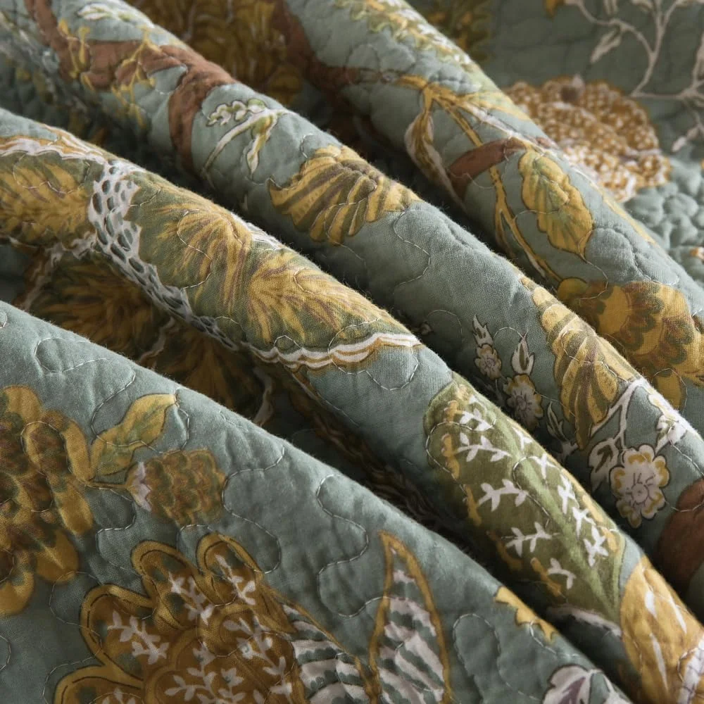 ست روتختی پنبه ای ENASAL، ست های لحاف روتختی دو رو، لحاف، روتختی فیروزه ای گلدار وینتیج به سبک مزرعه، سایز کینگ