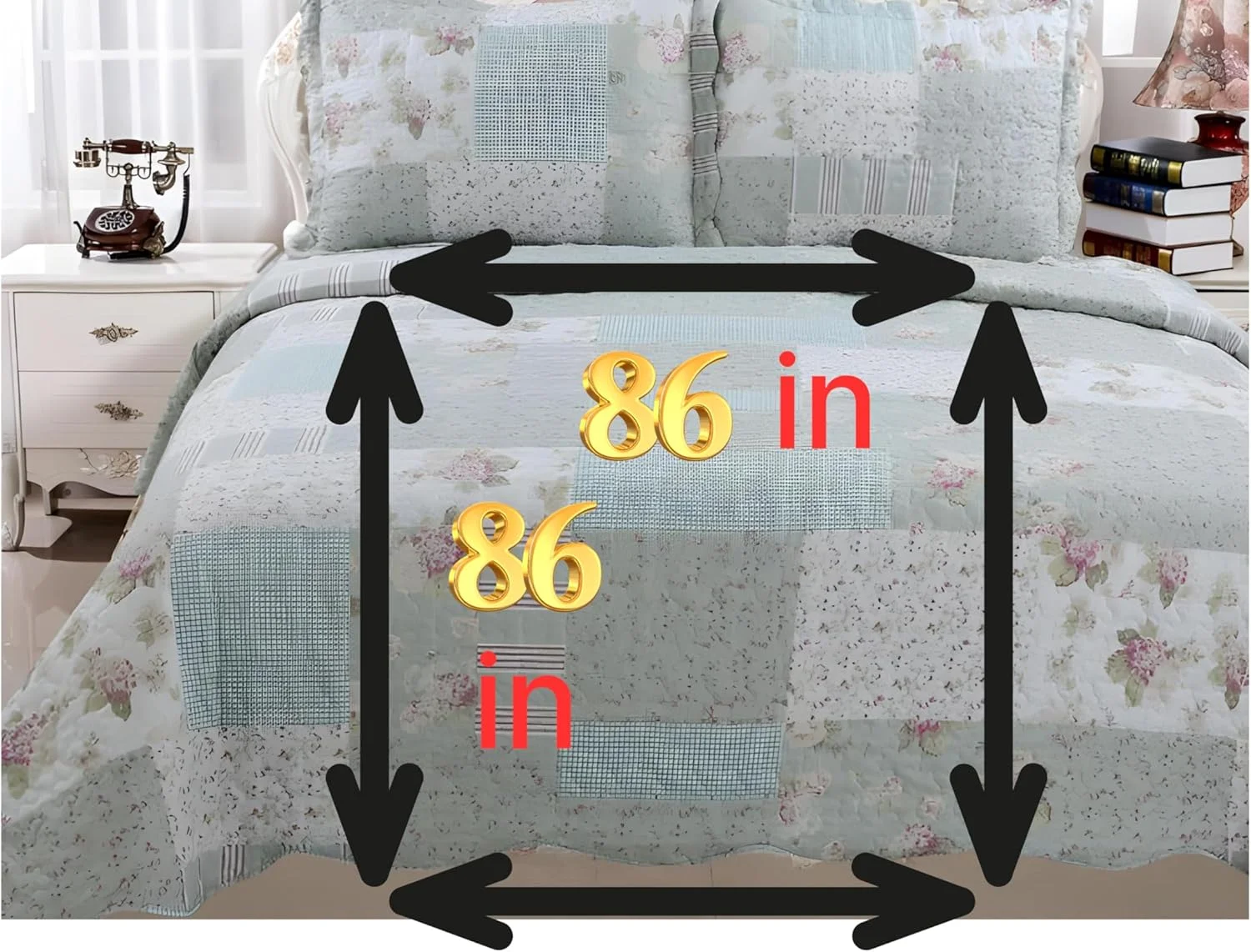 روتختی طرح گل رز انگلیسی، غنی از پنبه، پیش شسته شده، بدون آبرفت. مناسب به عنوان روتختی، رو تختی، لحاف تزئینی، روتختی سبک