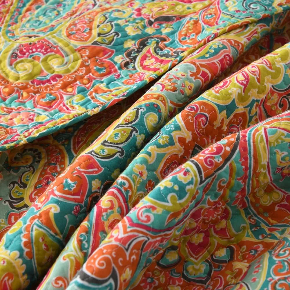 ست روتختی پنبه ای ENASAL، ست لحاف روتختی دو رو، لحاف طرح گلدار پیزلی (زیبا، سایز کوئین)